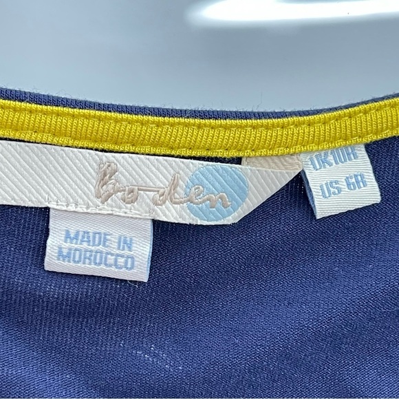 Boden Dress 6 Swan Novelty Print V Neck Teacher Modest Stretch Jersey Fit Flare - Picture 10 of 11